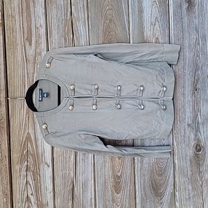 Army Green Cardigan with Gold Buttons